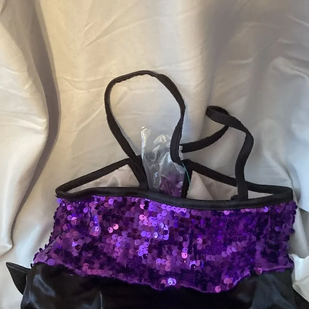 Wiessman Grape Purple Sequined Dance‎ Costume Girls Size LC With Barrette New